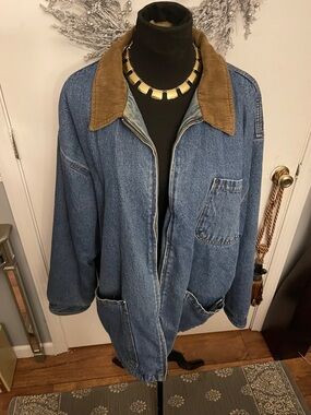 Wrangler Blue Denim Jacket with Brown Corduroy Collar